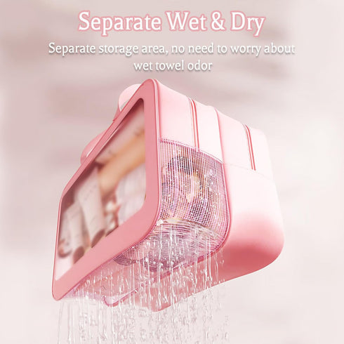 Travel Makeup Bag, Clear Toiletry Bag for Women, Cosmetic Bag with Wet& Dry Dividers, Large Make Up Bag Waterproof, Ideal Gifts (PU-Pink)...