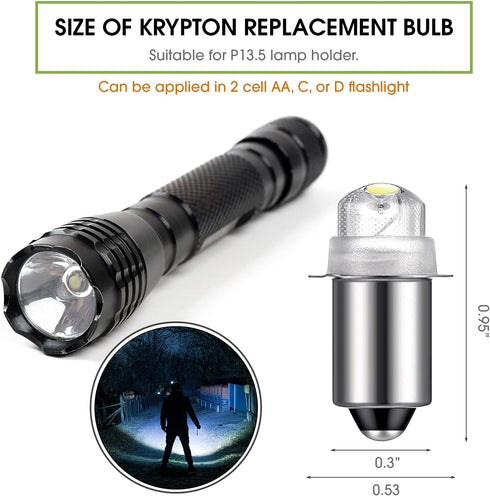 Honoson 30 Lumen 3-Volt LED Replacement Bulb Flashlight Bulbs LED Torch Flashlight Bulb with 10 Year Lifespan, 41-1643 (2)...