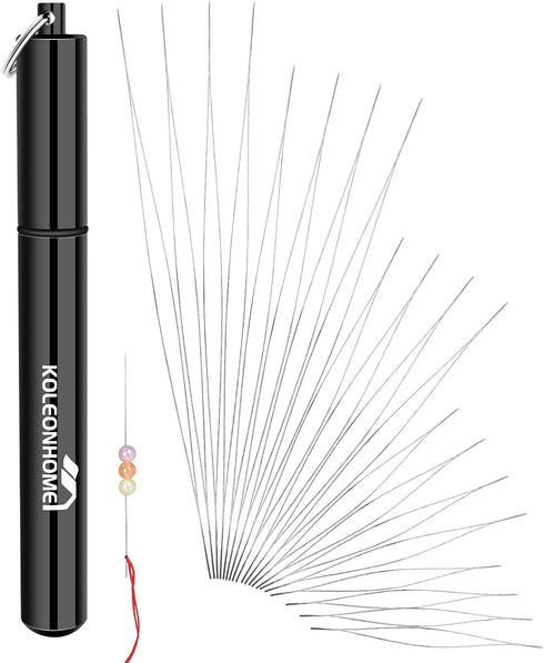 KOLEONHOME Beading Needles, 20 Pieces,Assorted Sizes, Seed Beading Needles,Large Eye Beading Needles for Beading & Jewelry Making with Aluminum St...