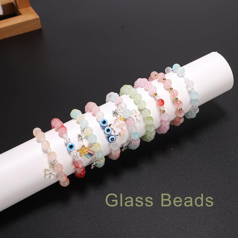 New Glass Beads Bracelet Making Kit Women Adult?Two-Color Transparent Gradient Glass BeadsJewelry Making Kit Gift...