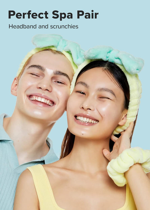 I DEW CARE Face Wash Headband & Scrunchie Set - Perfect Spa Pair | Head band for Face Washing & Skincare, Soft & Fuzzy, Teen Girls Cute Stuff, Bow...