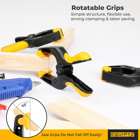 6 inch Spring Clamps Heavy Duty - 4 Pack Large Plastic Clamps for Woodworking, Crafts, Backdrop and Pool Cover with 3 inch Mouth Opening - Rust Fr...