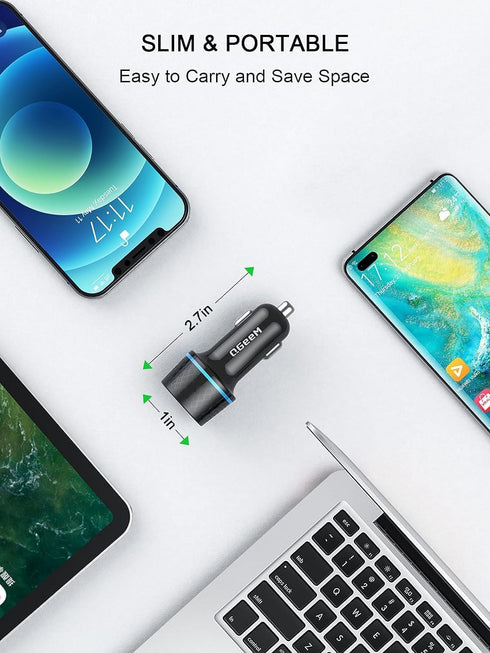 QGeeM USB C Car Charger Adapter, 2Pack 91W Fast Charging Cigarette Lighter Charger with PD3.0, USB Type-C Phone Charger Compatible for iPhone 15 1...