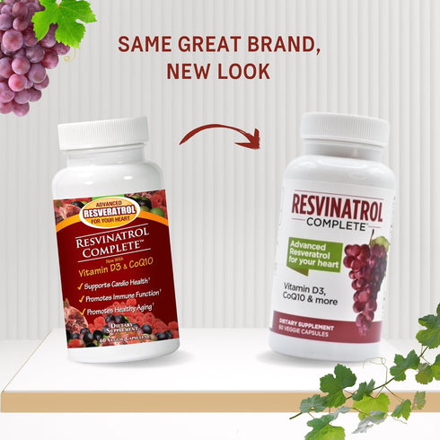 Capsules, 60 Count- Resveratrol Supplement Supports Healthy Aging, Heart Health, and Immune Function with Quercetin, Grape Seed Extract, Vitamin D...