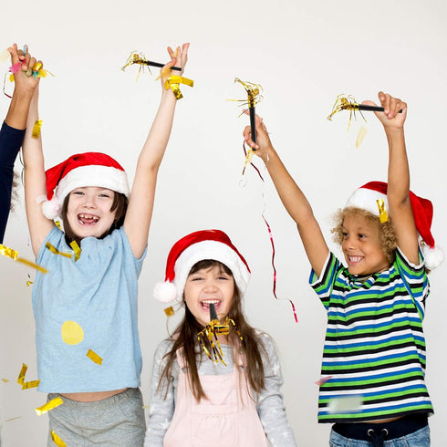 Skylety 18 Pcs Party Blower Noisemakers Party Squawkers Blowouts Whistles Fringed Noise Maker Gold Musical Blowouts for Halloween Christmas New Ye...