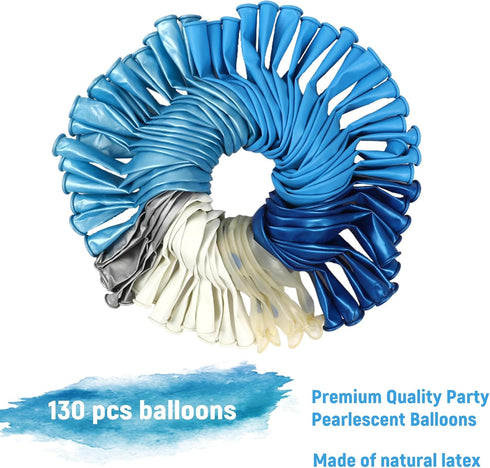 RUBFAC Blue Balloons Garland Arch Kit, Blue and White Balloons, Royal Blue Baby Blue White Sliver Balloon Arch for Baby Shower Birthday Graduation...