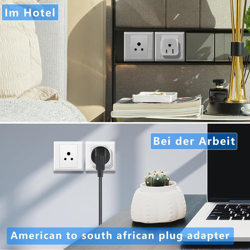 South Africa Travel Plug Adapter,South Africa Plug Adapter 3 Prong Safe Grounded USA to Any Type M for Country Such as Botswana,Nepal Pakistan,Nam...