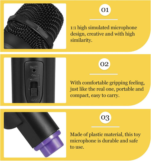 Ipetboom Simulated Microphone Toy, 1 Pc Fake Microphone Pretend Play Mic Microphone Karaoke Prop Fun Birthday Party Favors...