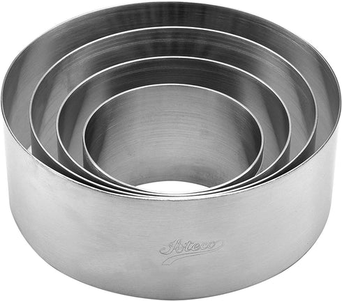 Ateco Round Cake Ring Dessert Mold, 1.75" High x 3.125" Diameter, Stainless Steel...