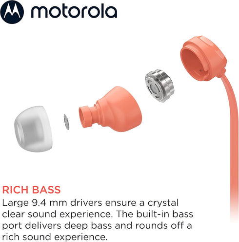 Motorola Earbuds 3-S Wired Earbuds with Microphone - Corded in-Ear Headphones, Comfortable Lightweight Silicone Ear Buds, Non-Tangle Flat Cable, 9...