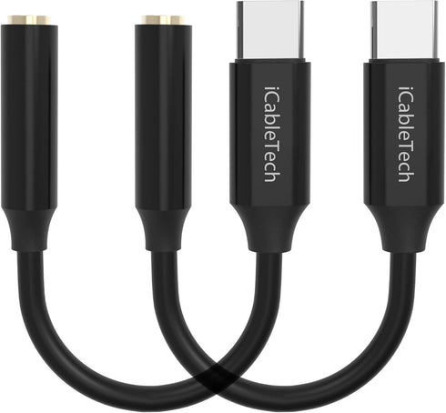 USB C Headphone Adapter, 2 Pack Pixel 2 Headphone Adapter USB-C to Headphone Jack Adapter 3.5mm Audio Hi-Res with DAC Compatible with Google Pixel...