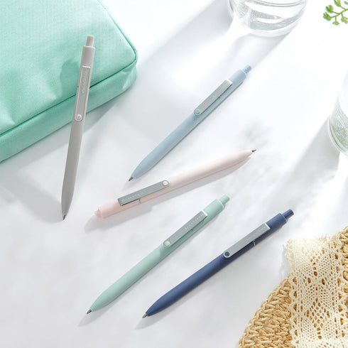 Kaco MIDOT Gel Ink Pens 5 Pieces All Black Ink 0.5mm Fine Point Retractable Soft Touch Grip Aesthetic Cute Colored Pens Office School Supplies Sta...