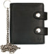 FLW Spacious Black Biker's Genuine Leather Wallet with a Chain...