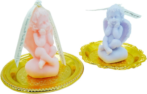 2 Angel Soy Wax Candle 2 Golden Candlestick Tray,Cute Decorative Candles,Scented Candles for Women;Home Decoration;Spa;Relaxation,Aesthetic Candle...