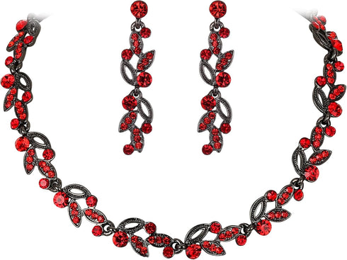 EVER FAITH Women's Austrian Crystal Elegant Wedding Flower Wave Necklace Earrings Bracelet Set...