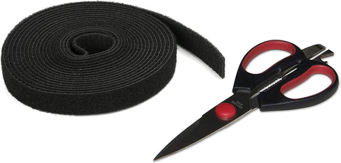 Reusable Hook & Loop Strong Grip Fastener Roll 3/4" x 16' (3/4" Wide, 16 Feet Long) - Black...