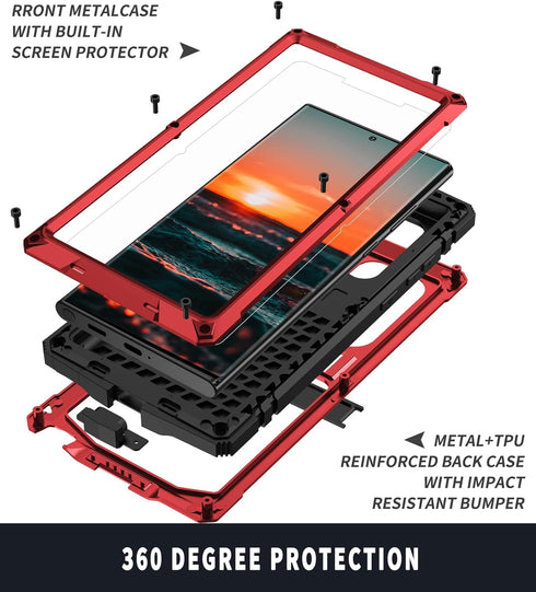 Samsung S22 Ultra Metal Case with Screen Protector Camera Protector Military Rugged Heavy Duty Shockproof Case with Stand Full Cover Tough case fo...