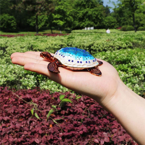 Waltz&F Sea Turtle Crystal Studded Pewter Jewelry Trinket Box Bejeweled Hand-painted Ring Holder Mother's day Gift...