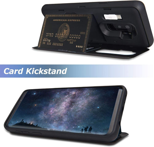 TORU CX PRO Case for Galaxy S9 Plus, with Card Holder | Slim Protective Shockproof Cover with Hidden Credit Cards Wallet Flip Slot Compartment Kic...