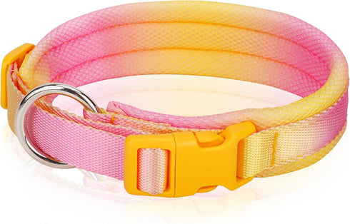 Fashionable Gradient Dog Collar: Macaron & Dopamine Shades with Breathable Mesh Padding for Comfort, Premium Woven Strap, Durable POM Buckle, and ...