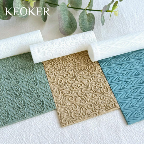 KEOKER Polymer Clay Texture Roller, Polymer Clay Roller for Making Earrings, Like Polymer Clay Texture Sheets, Great Work with Polymer Clay Cutter...