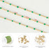 KYUNHOO 16.4 Feet Gold Plated Jewelry Chain Roll Stainless Steel Cable Chain Links Green Bead Rosary Chains with Jewelry Findings for Necklace Bra...