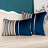 Yangest Navy Blue Striped Patchwork Throw Pillow Cover Gold Leather Cushion Cover Zippered Rectangular Pillowcase for Sofa Couch Bedroom Living Ro...