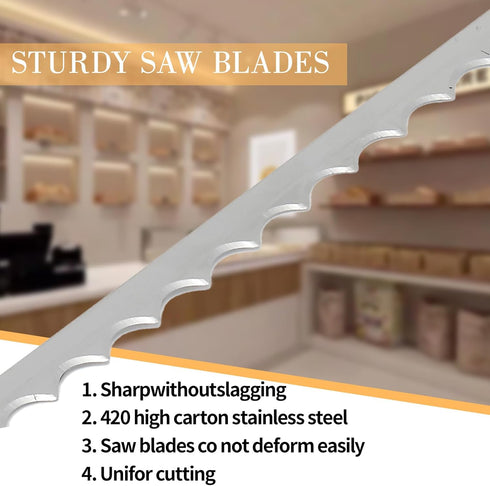 Bread Slicer for Homemade Bread,16" Wooden Bread Bow Knife Serrated Slicer, Premium Stainless Steel Serrated Saw Sourdough Bread Cutter for Bagels...