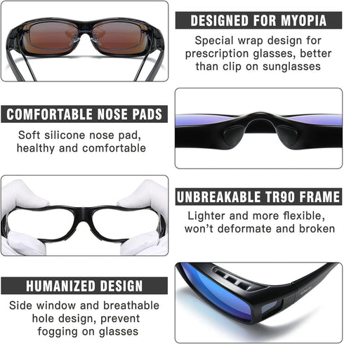 DUCO Polarized Wraparound Fitover Glasses Wear Over Sunglasses for Men Women UV Protection Sun Glasses 8954...