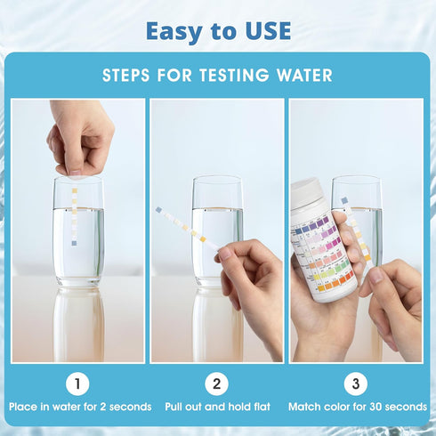 Liberty Gold Standard© Water Test Strips (121-Piece Kit) All-in-One Testing for Pools & Spas, Hot Tubs - Test Chlorine, pH, Hard Water Hardness Te...