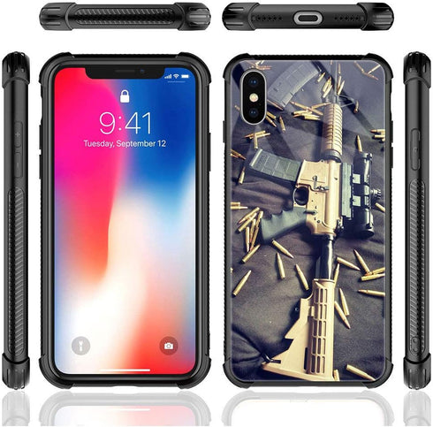 CARLOCA Compatible with iPhone XR Case, Military Pattern Design, Shockproof Anti-Scratch Hybrid Case with TPU, Black...