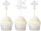 Ercadio Silver Glitter God Bless and Baptism Cupcake Toppers Cross Cupcake Picks Christian Party Decoration Supplies 24 PCS...