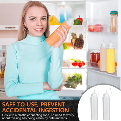 OAMCEG 16OZ Squeeze Bottles - 8 Pack Durable Plastic Condiment Bottles, Squirt Bottle with Discrete Measurements, for Ketchup, BBQ, Sauces, Syrup,...