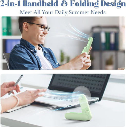 Handheld Mini Fan with USB Rechargeable 1000mAh Battery, Portable Hand Held Lash Fan for Makeup, Pocket Fan with 13 Woking Hours, Small Foldable F...