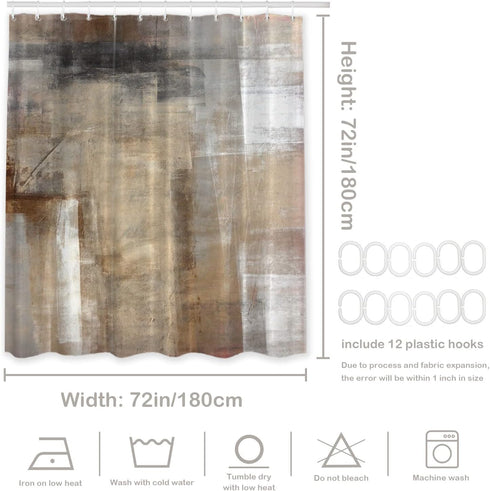 Batmerry Brown Beige Abstract Art Decorative Shower Curtain, Brown Art Abstract Acrylic Painting Shower Curtain Cute Long wide Shower Curtain with...