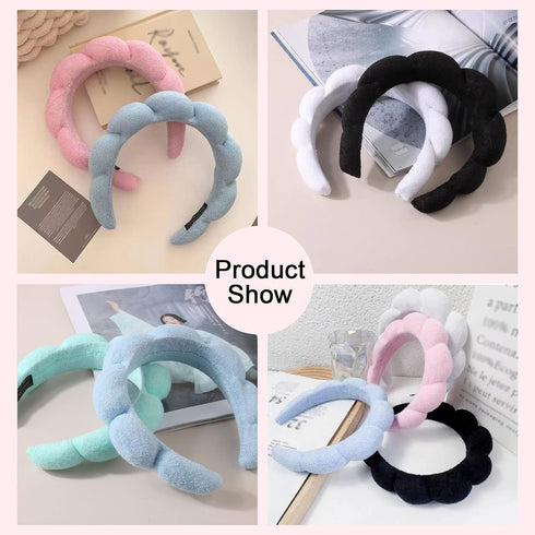 Spa Headband for Women, Sponge Headband for Washing Face Wristband Set, Makeup Headband, Skincare Headbands for Makeup Removal, Shower, Hair Acces...