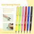 6Pcs Everlasting Pencil, Inkless Pencil Eternal with 6pcs Replacement Nibs, Inkless Pen Unlimited Writing Pencil, Reusable Erasable Pencil for Stu...