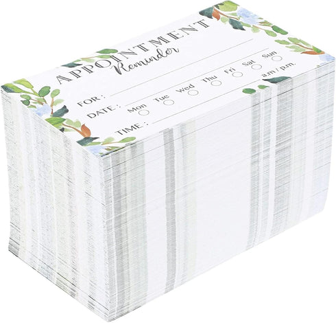 Paper Junkie 200 Pack Green Foliage Appointment Reminder Cards - Double-Sided Design Appointments Reminder Cards for Salons, Dentists, Doctors, Ha...