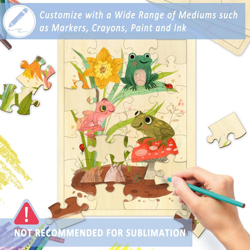 Blank Puzzle with 28 Pieces, Blank Wooden Jigsaw Puzzles with Puzzle Tray for Crafts & DIY, Make Your Own Puzzle 11.8x8.8 Inches...