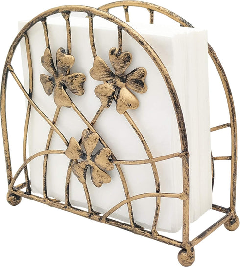 Antique Bronze Metal Floral Petals & Branches Tabletop Napkin Holder, Freestanding Tissue Dispenser...