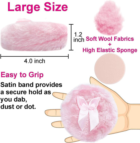 Large Fluffy Powder Puff, Body Cosmetic Powder Puff, Soft Face Body Powder Puff for Baby& Kid& Adult (4 Inch, Pink)...