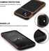 TENDLIN Compatible with iPhone 11 Case Wood Grain with Carbon Fiber Texture Design Leather Hybrid Case Black...