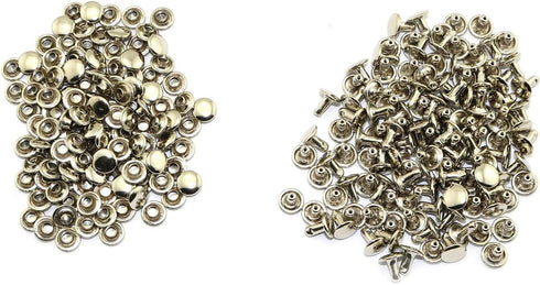 120pcs 8x8mm Silver Double Cap Rapid Rivets Round Head Decorative Rivets DIY Leather Craft Studs 5/16 inch...