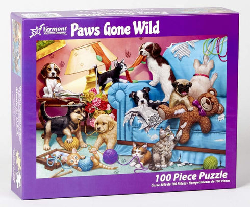 Vermont Christmas Company Paws Gone Wild Jigsaw Puzzle 100 Piece, Large Pieces Perfect for Kids and Seniors...
