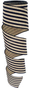Burlap Ribbon Wired,2 1/2”x10 Yard,Black Stripe Rustic Ribbon for Easter, Christmas, Wreath, Spring, Summer, Wedding, Baby Shower, Birthday...