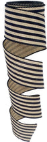 Burlap Ribbon Wired,2 1/2”x10 Yard,Black Stripe Rustic Ribbon for Easter, Christmas, Wreath, Spring, Summer, Wedding, Baby Shower, Birthday...