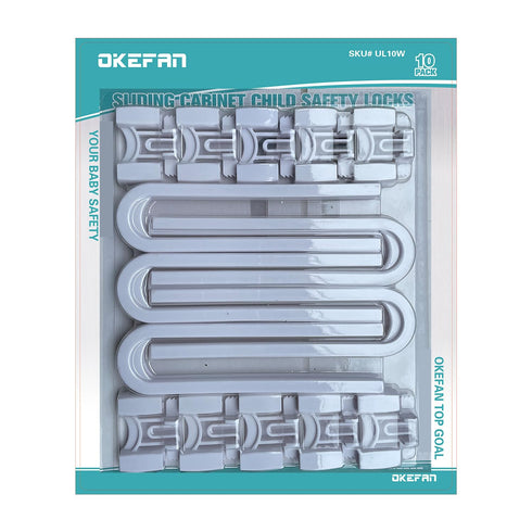 Sliding Cabinet Child Safety Locks - OKEFAN Baby Proofing Cabinet Lock Cupboard Latches for Kids on Closet Door Knobs Handles Pulls No Drill (10, ...