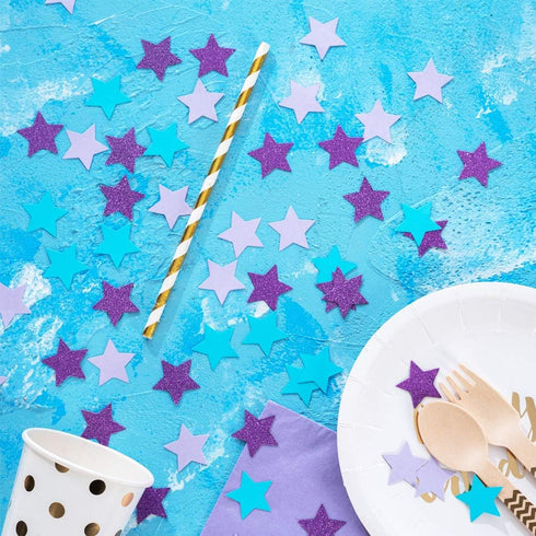 Star Confetti for Table Wedding Birthday Party Decoration,1.2 inch in Diameter(turquoise blue,lavender,purple,200pc)...
