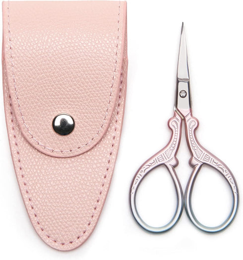3.6 inch Small Precision Scissors, Sewing scissors with leather sheath cover,Small Stainless Steel craft tools,sewing supplies,Needlework Threadin...