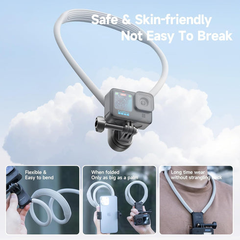 Magnetic Neck Selfie Tripod Holder Mount for Gopro, Hand Free POV Vlog Video Recording Camera Mount Holder for GoPro Max Hero 12 11 10 DJI Action ...